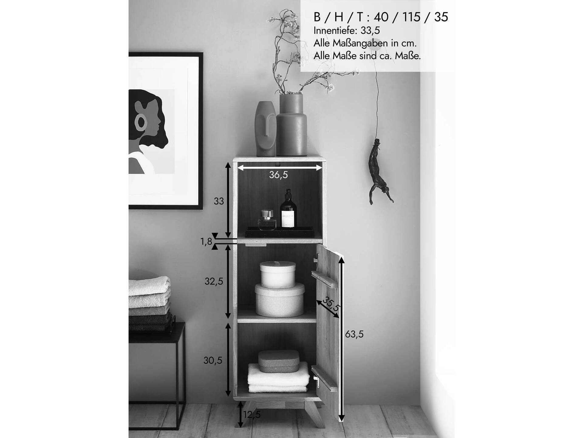 LEONARD Midi-Schrank II, Material Massivholz, Wildeiche geölt 