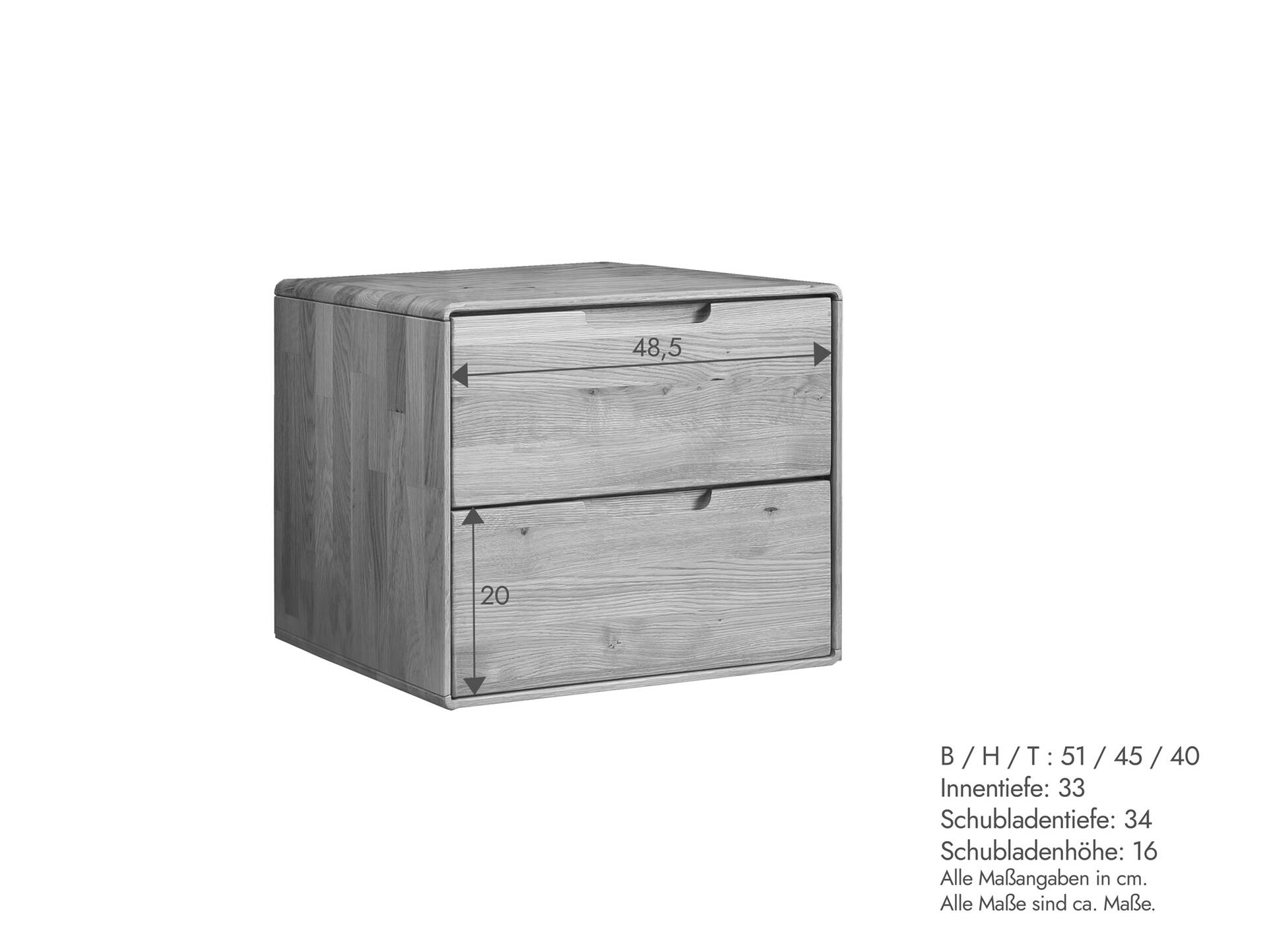 ANDINO Nachtkommode I, Material Massivholz, Wildeiche geölt 