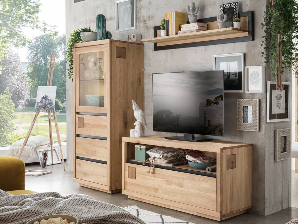CALDERA Highboard IV, Material Massivholz, Wildeiche geölt 