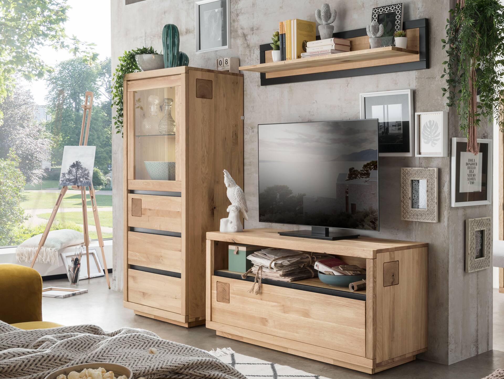 CALDERA Highboard IV, Material Massivholz, Wildeiche geölt 
