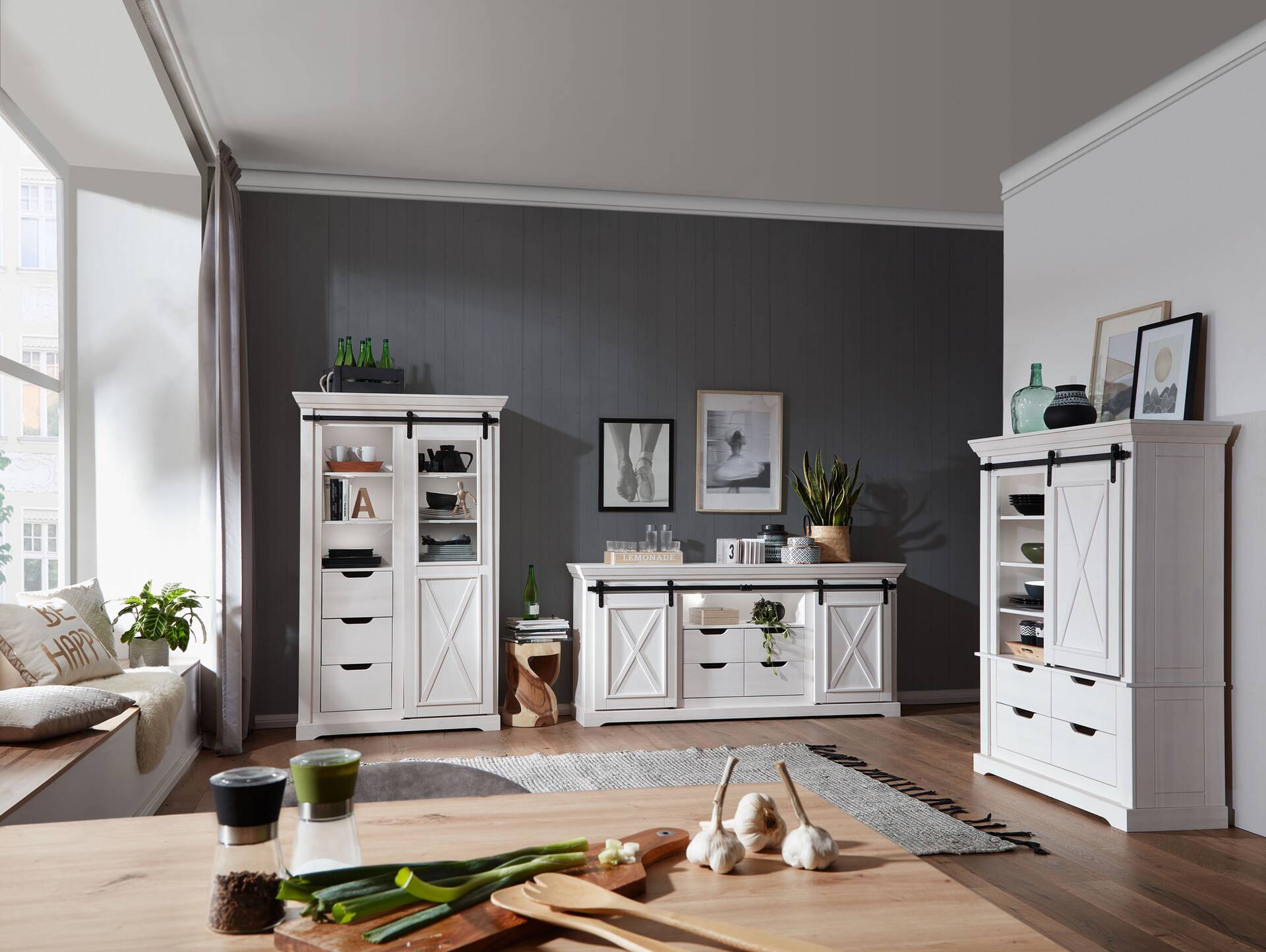 KANSAS Sideboard II, Material Massivholz, Kiefer weiß 