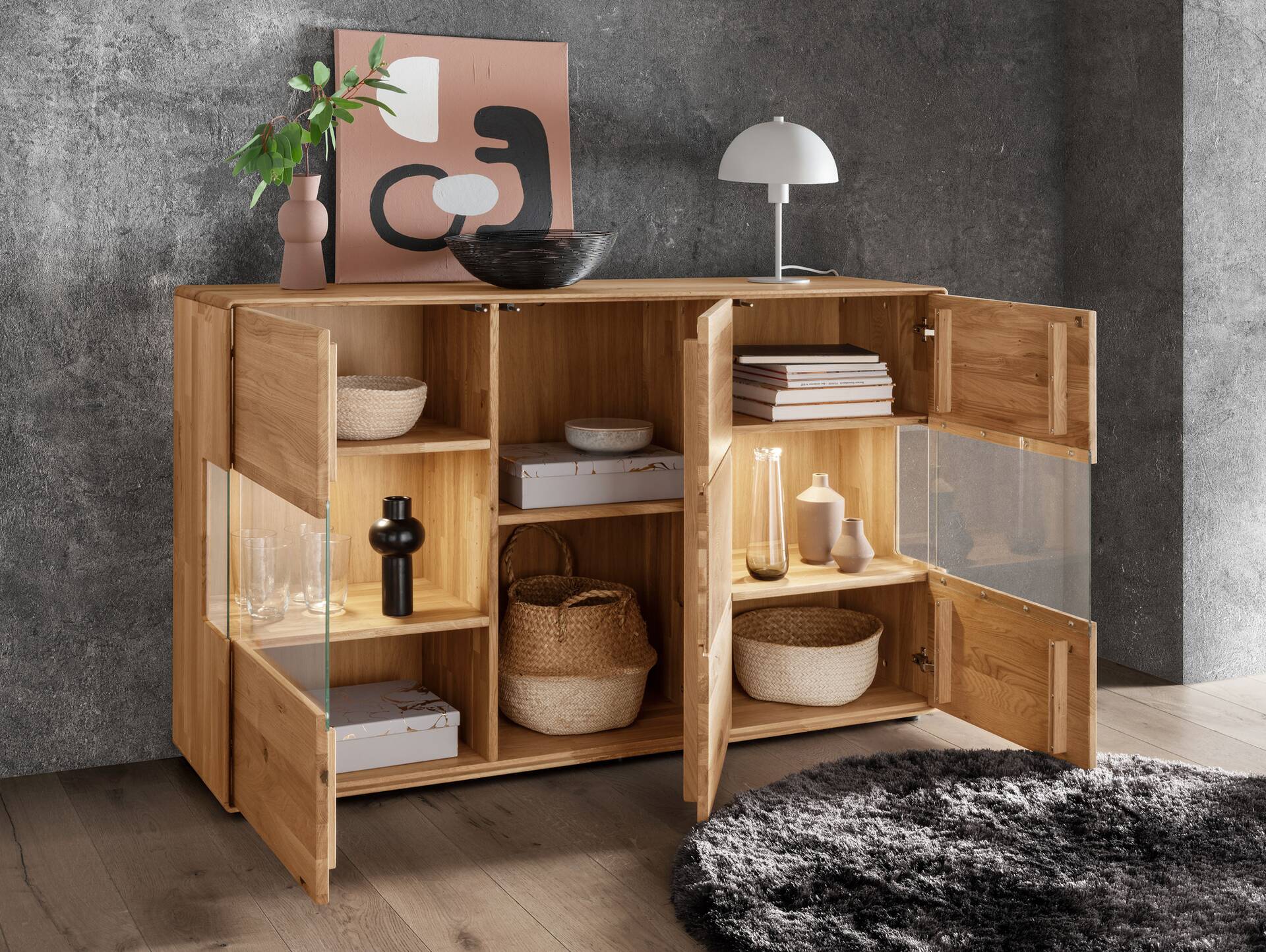 SARRAGOSSA Sideboard II, Material Massivholz, Wildeiche geölt 