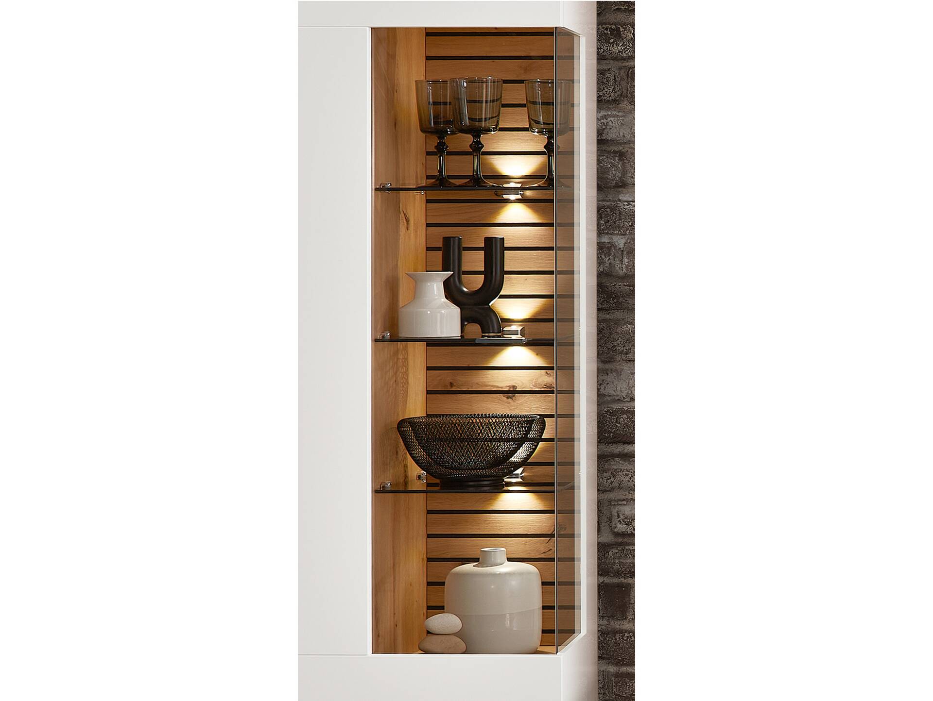 FABINA Hängevitrine, Material Dekorspanplatte, Artisan Eiche Nachbildung/weiss 