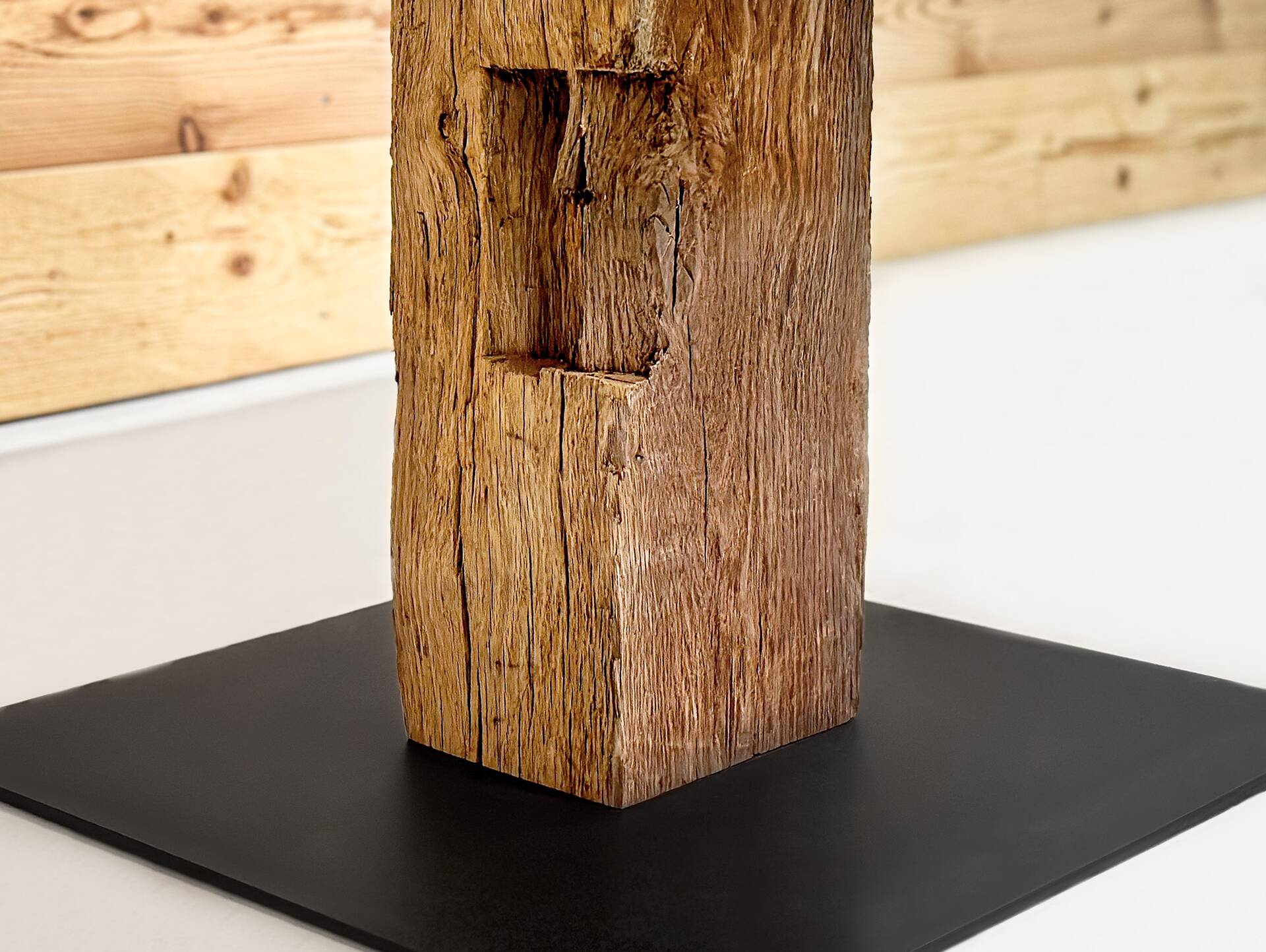 GALINO Couchtisch, Material Massivholz/Metall, Alteiche geölt/schwarz 60 x 60 cm 