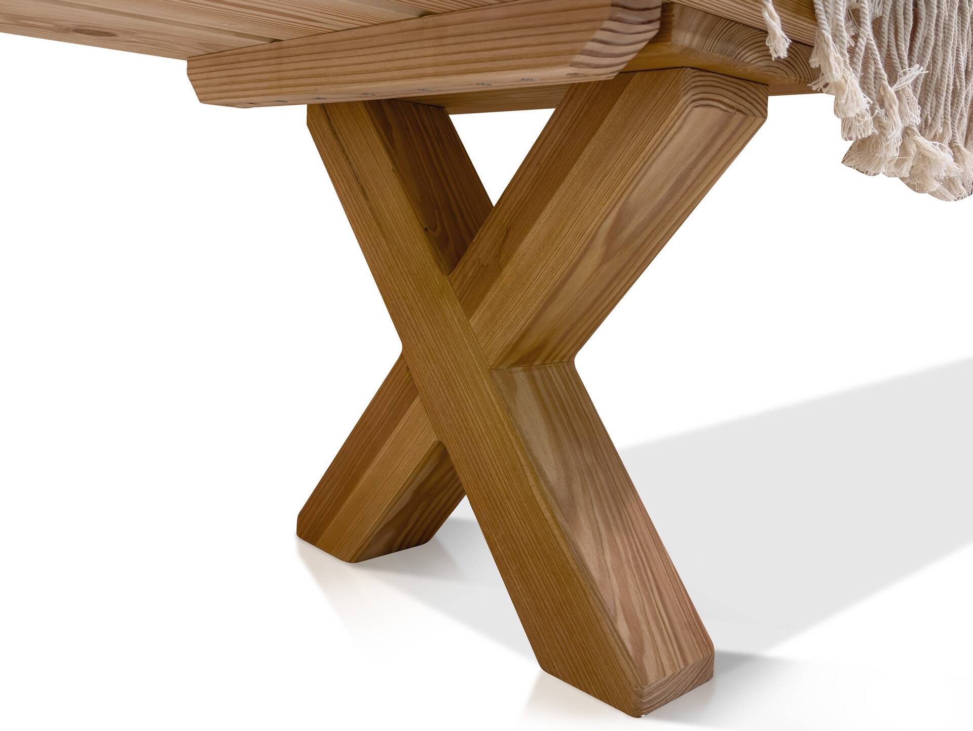 CANCUN Sitzbank / Gartenbank mit X-Beinen, Material Massivholz, Lärche natur 240 cm | ohne Rückenlehne