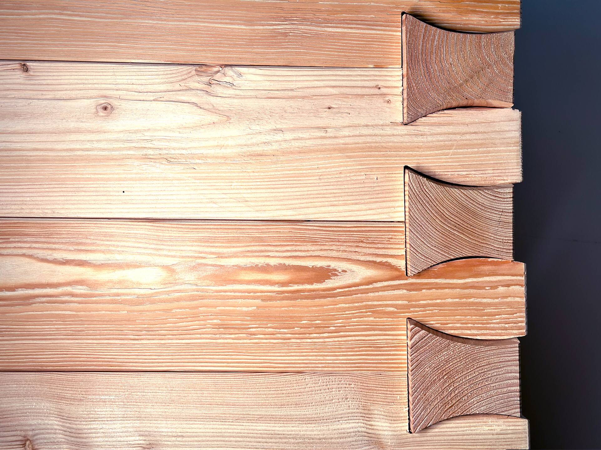 KLINGSCHROT Blockwandschalung/Nut- und Federbrett/Schalungsbrett, Material Massivholz, gehackt/gebürstet Lärche natur | 2 Meter