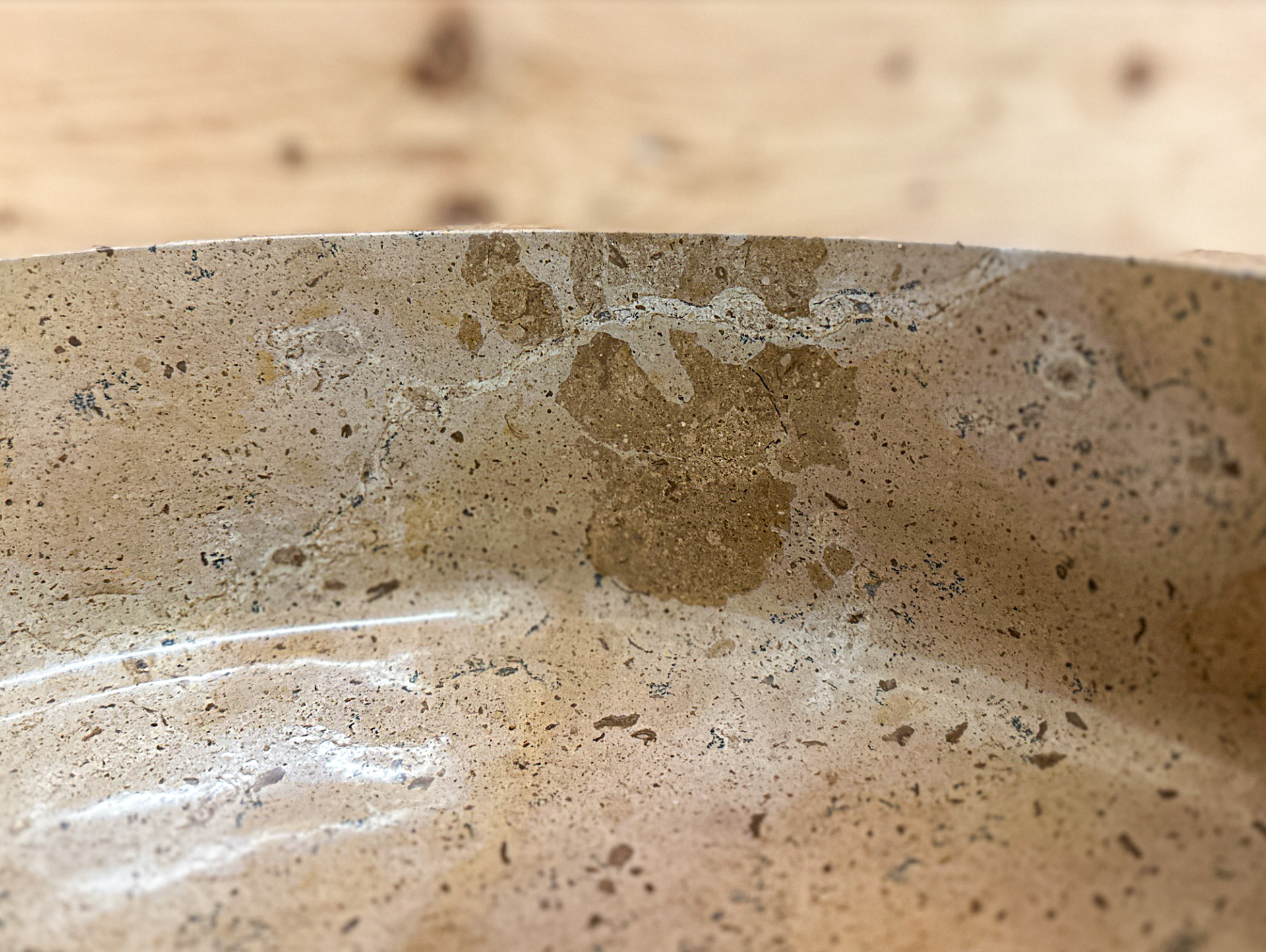 BORAS Aufsatzwaschbecken, Naturstein, rund, Marmor beige 