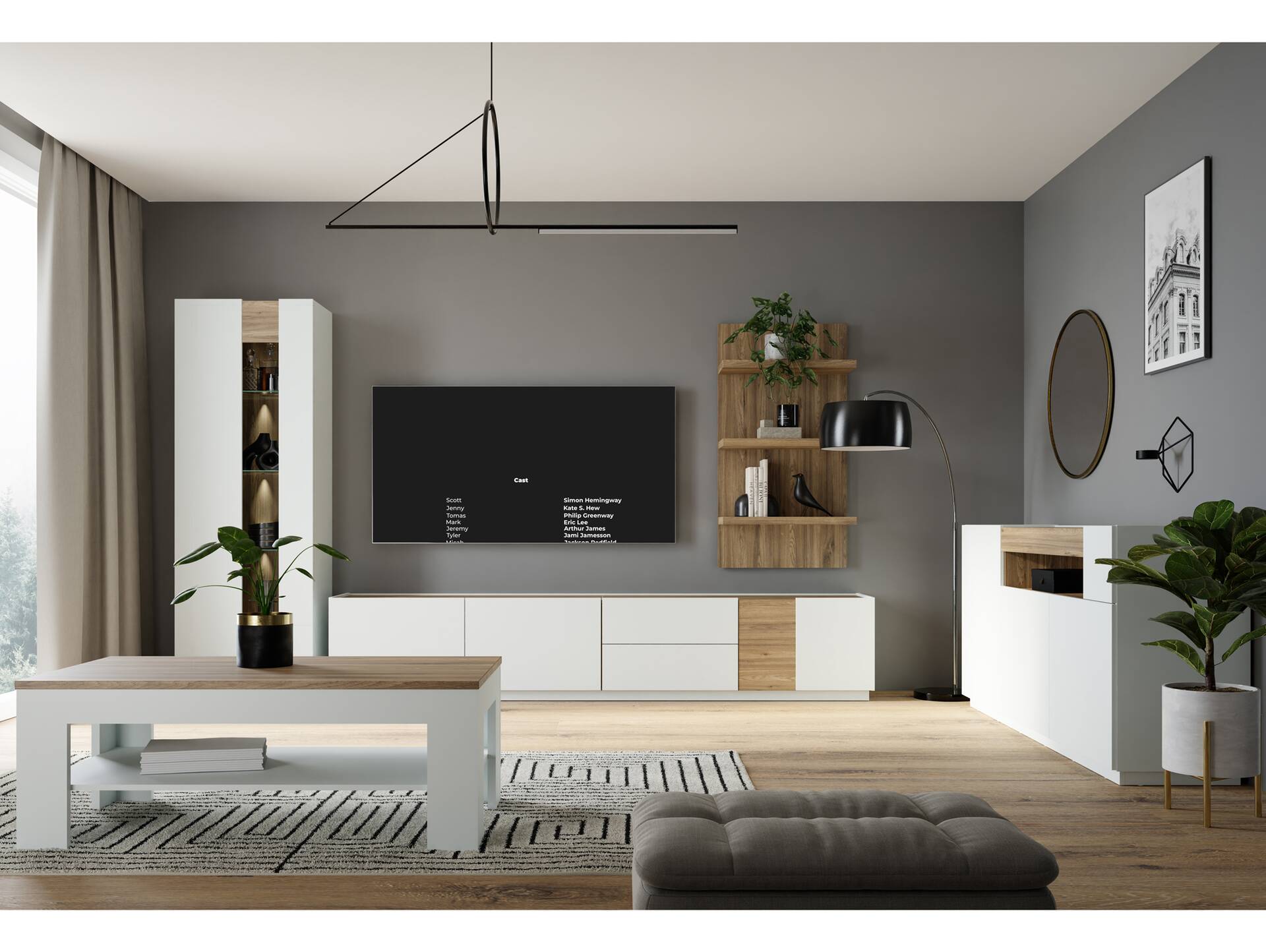 LENNOX Wandregal, Material Dekorspanplatte, Valencia Oak Dekor 