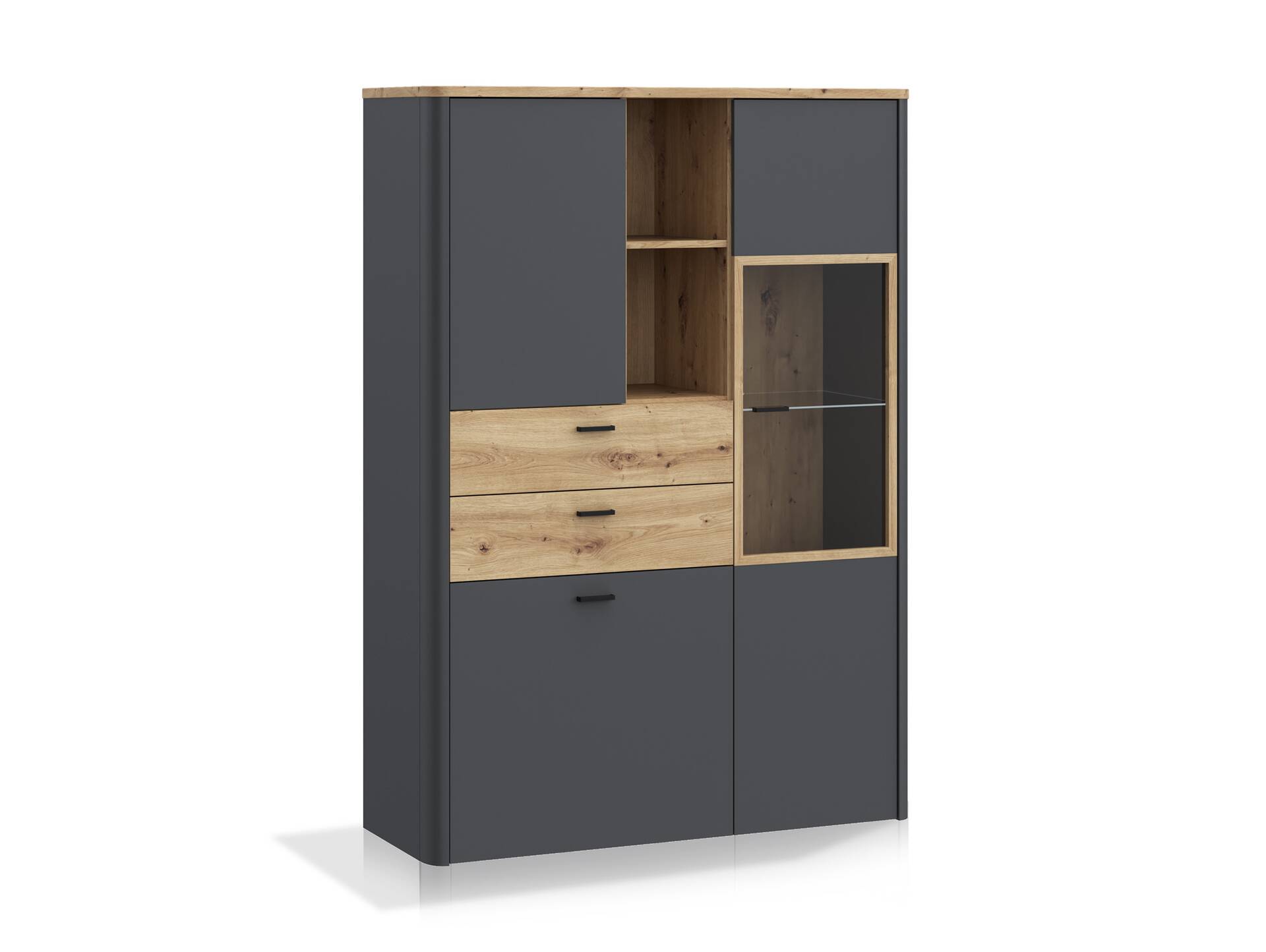 LORDANA Highboard, Material Spanplatte, Artisan Eiche Nachbildung/grau 