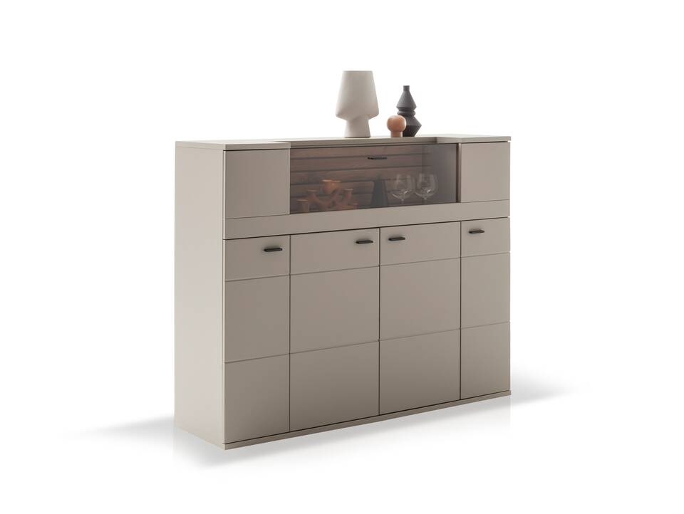 LUZERN Highboard, Material Dekorspanplatte, basaltfarbig/eichefarbig 