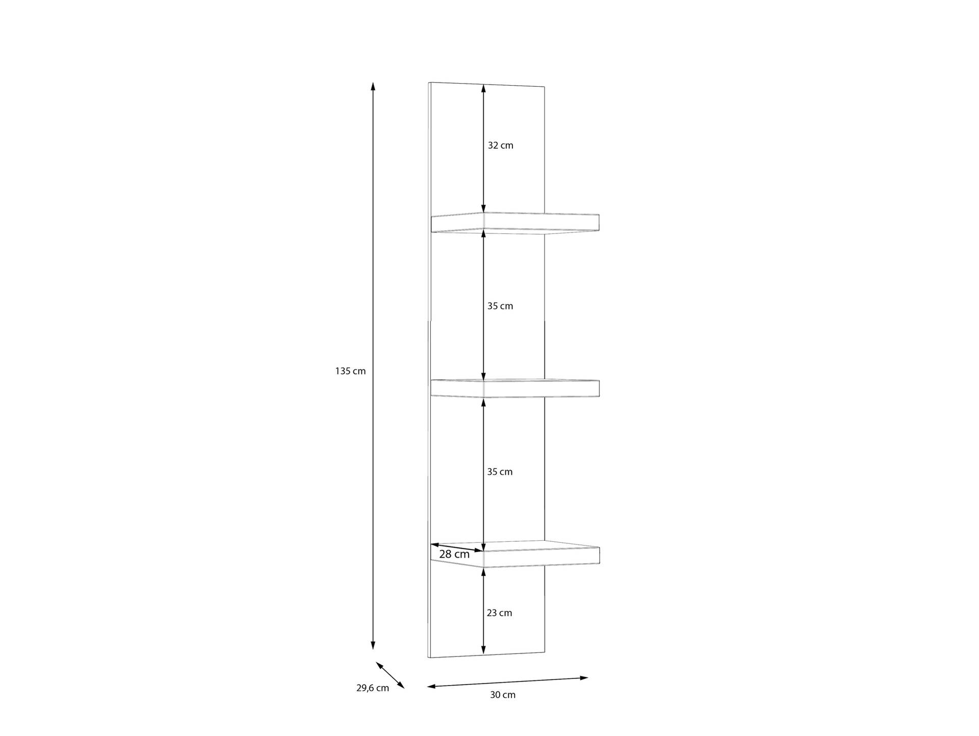 LENNOX Wandregal, Material Dekorspanplatte, Valencia Oak Dekor 