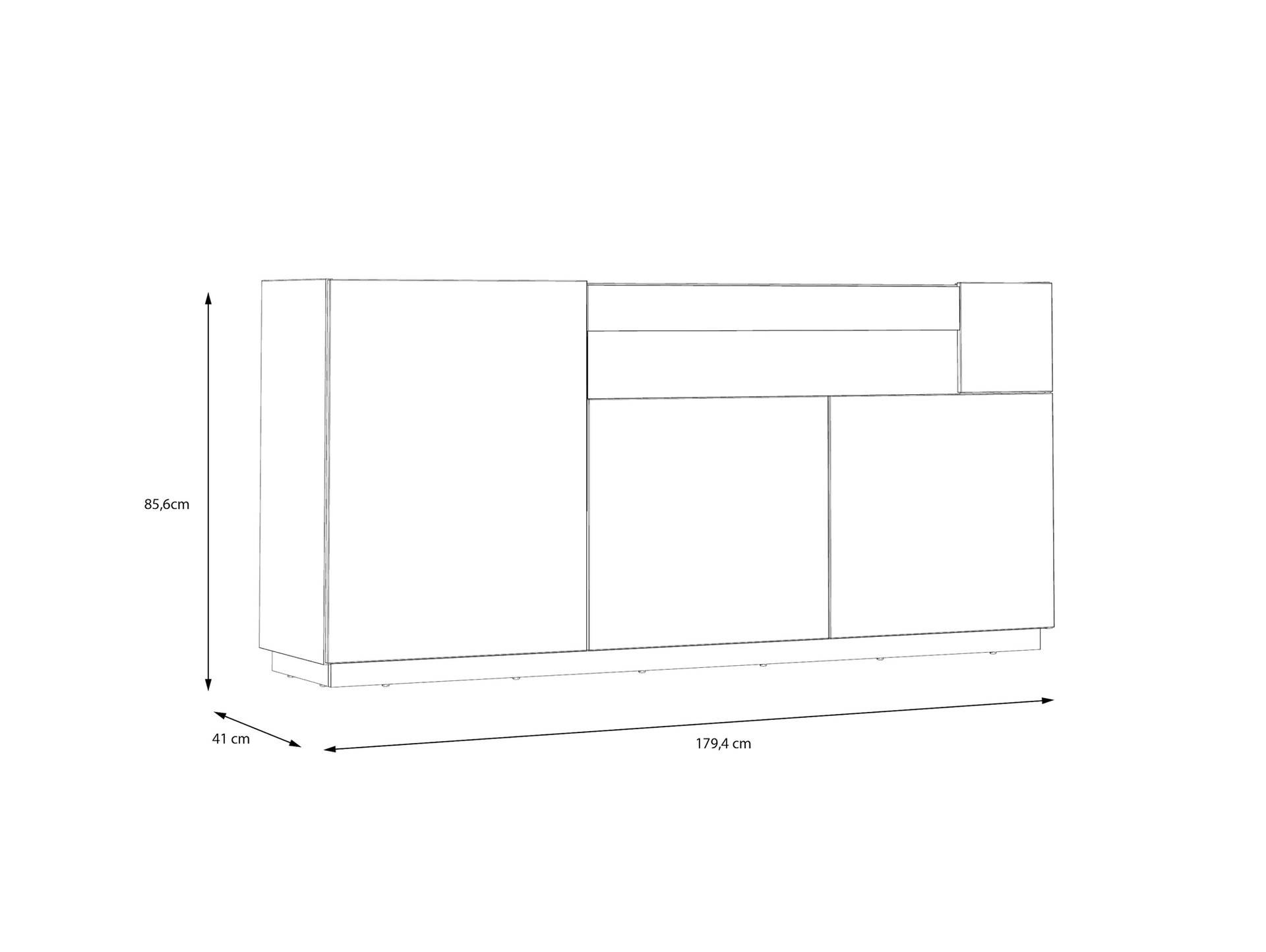 LENNOX Sideboard, Material Dekorspanplatte, lichtgrau/Valencia Oak Dekor 