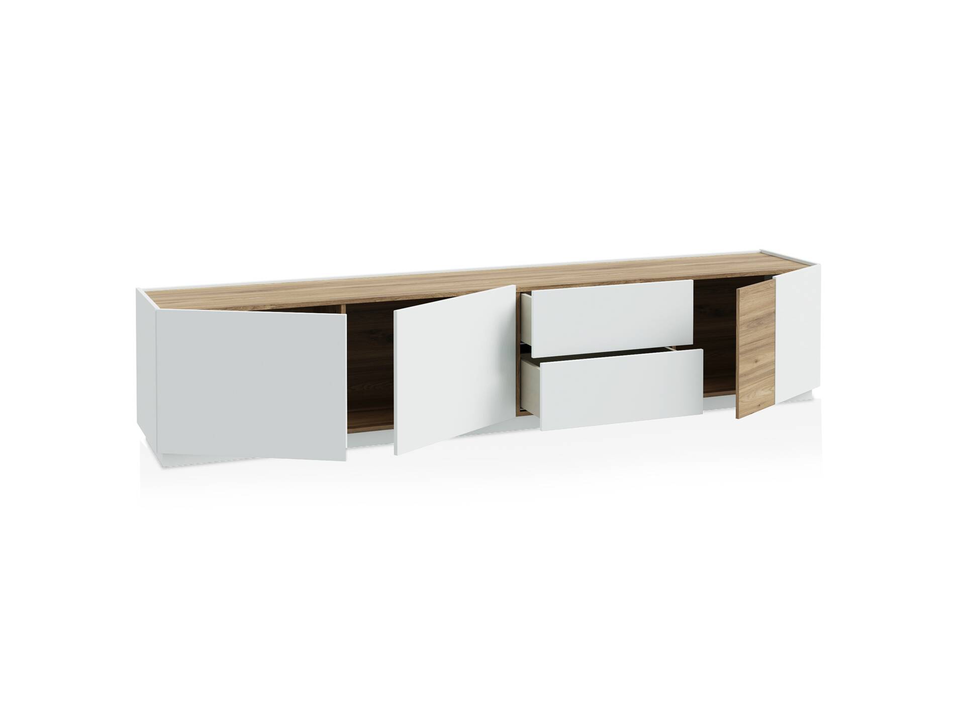 LENNOX TV-Board I, Material Dekorspanplatte, lichtgrau/Valencia Oak Dekor 
