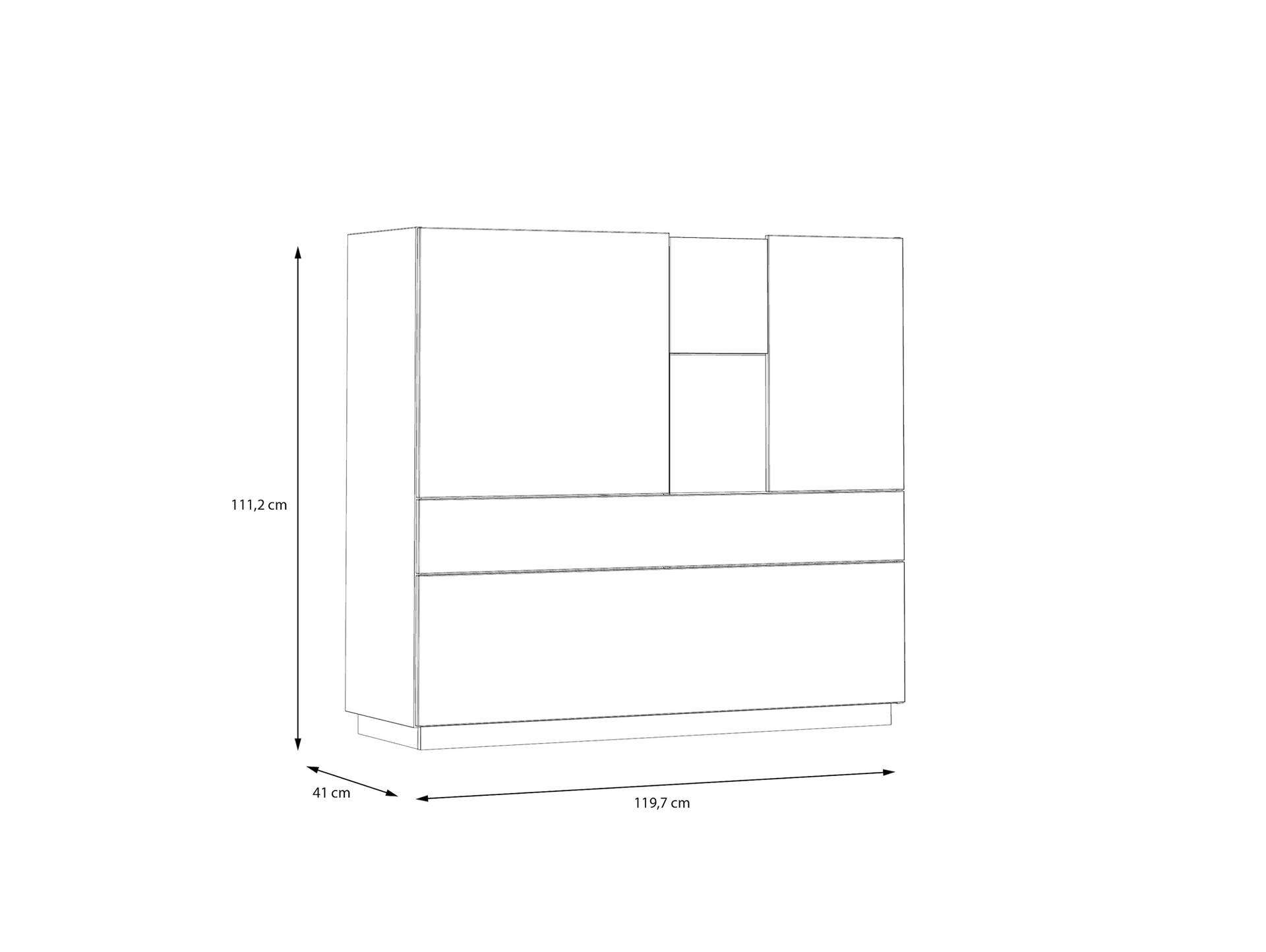 LENNOX Highboard, Material Dekorspanplatte,  lichtgrau/Valencia Oak Dekor 
