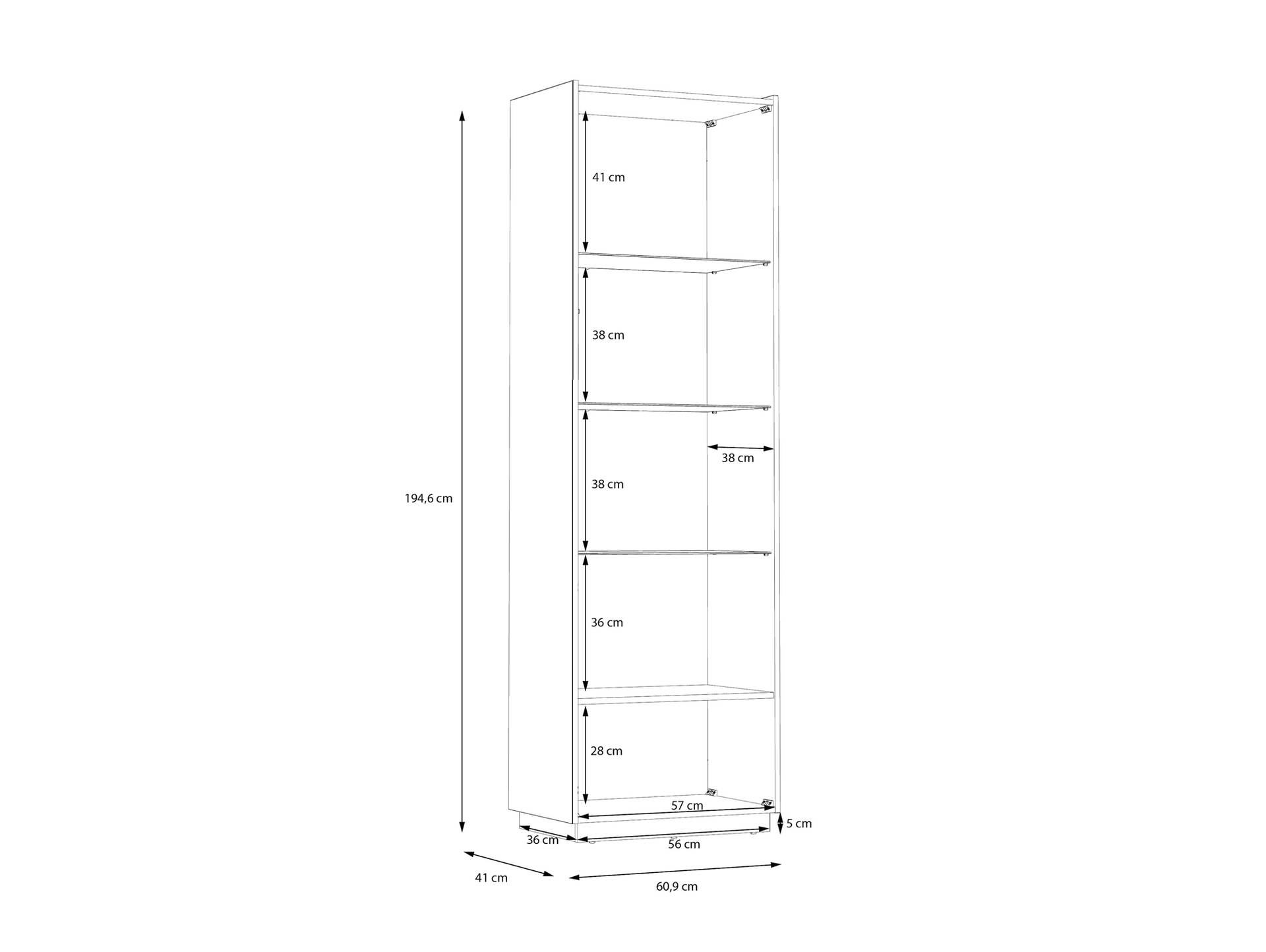LENNOX Vitrine, Material Dekorspanplatte, lichtgrau/Valencia Oak Dekor 