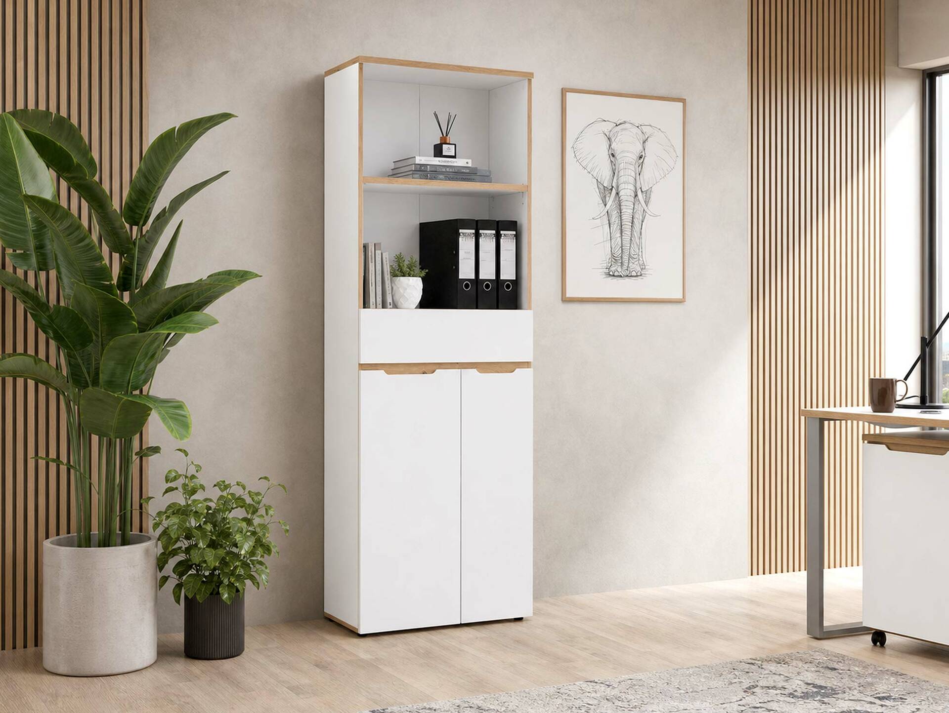 MAILAND Büroschrank II, Material Dekorspanplatte Weiss