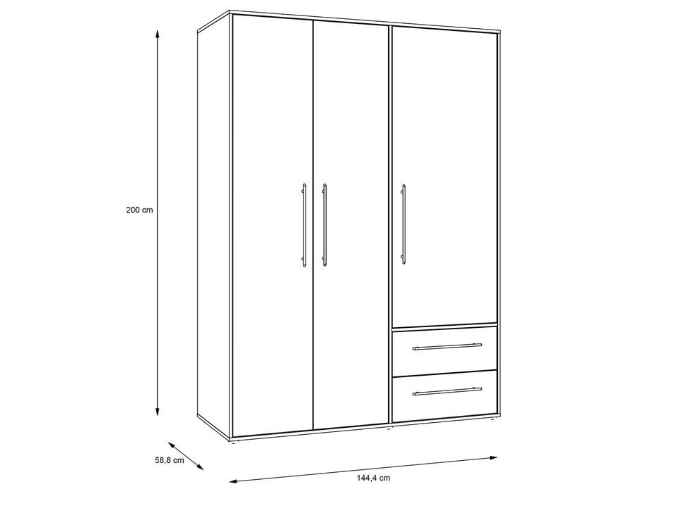 MANIKO Kleiderschrank, Material Dekorspanplatte 3-türig | Eiche sonomafarbig / weiss