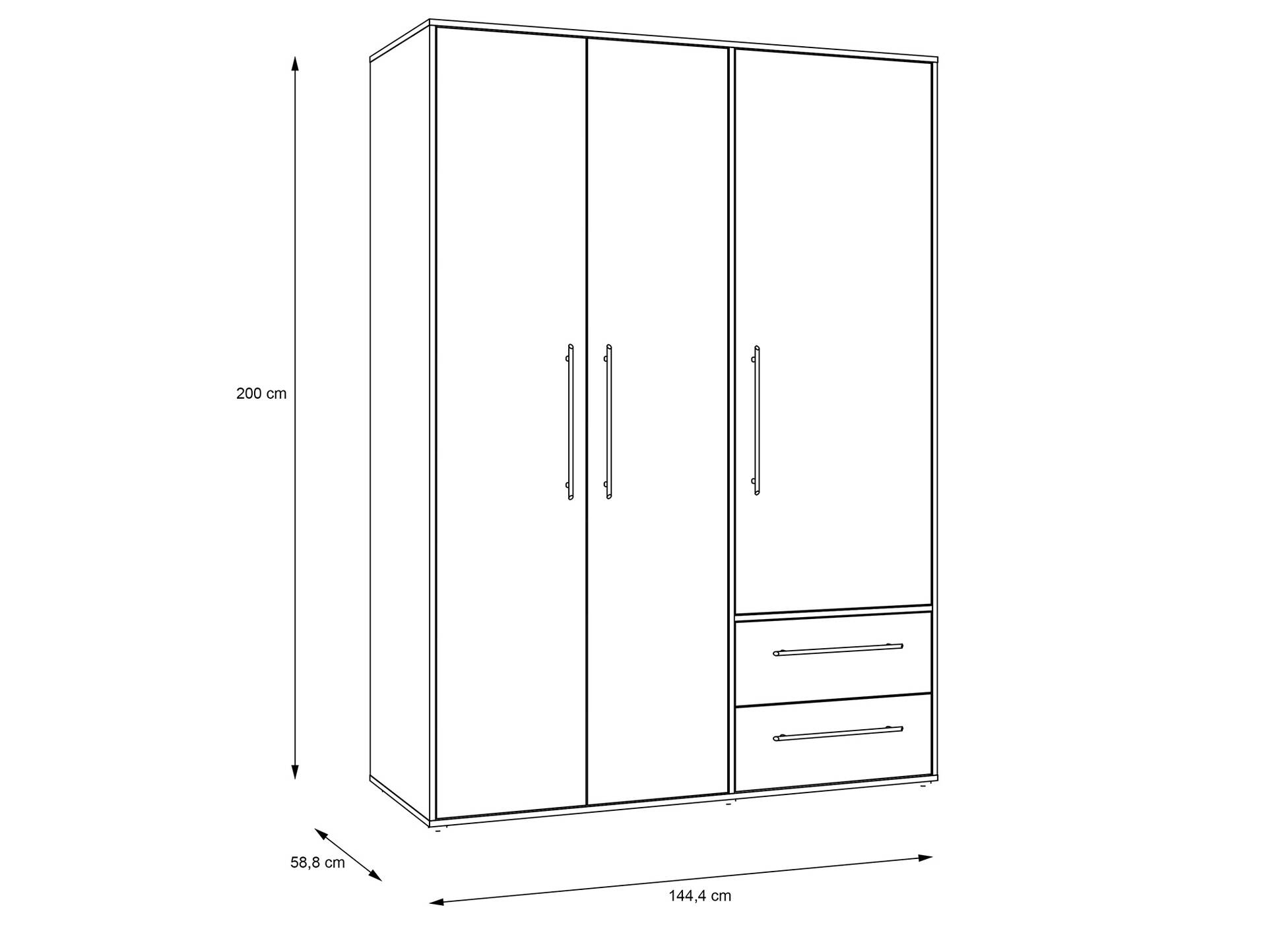 MANIKO Kleiderschrank, Material Dekorspanplatte 3-türig | Eiche sonomafarbig / weiss