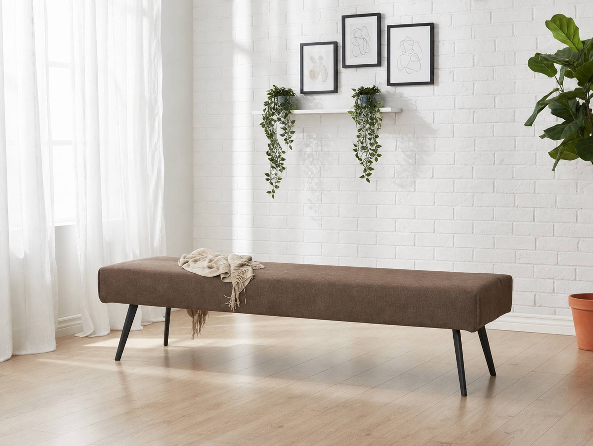 SANTON Sitzbank, Material Stoffbezug 130 cm | braun | ohne Rückenlehne