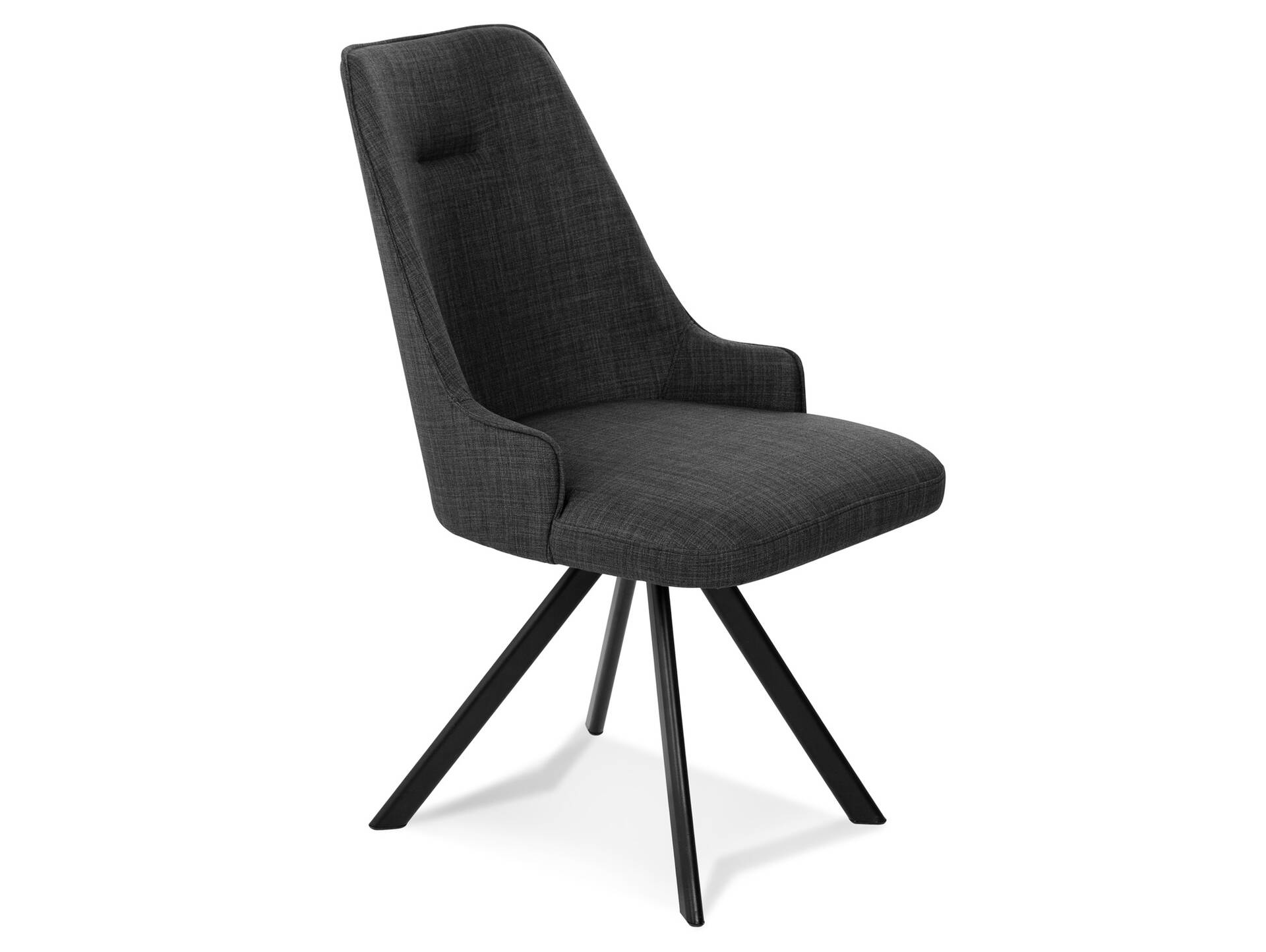 MIRINDA 2er SET Schalenstühle, Gestell Eisen schwarz ohne Drehfunktion | Stoff | braun