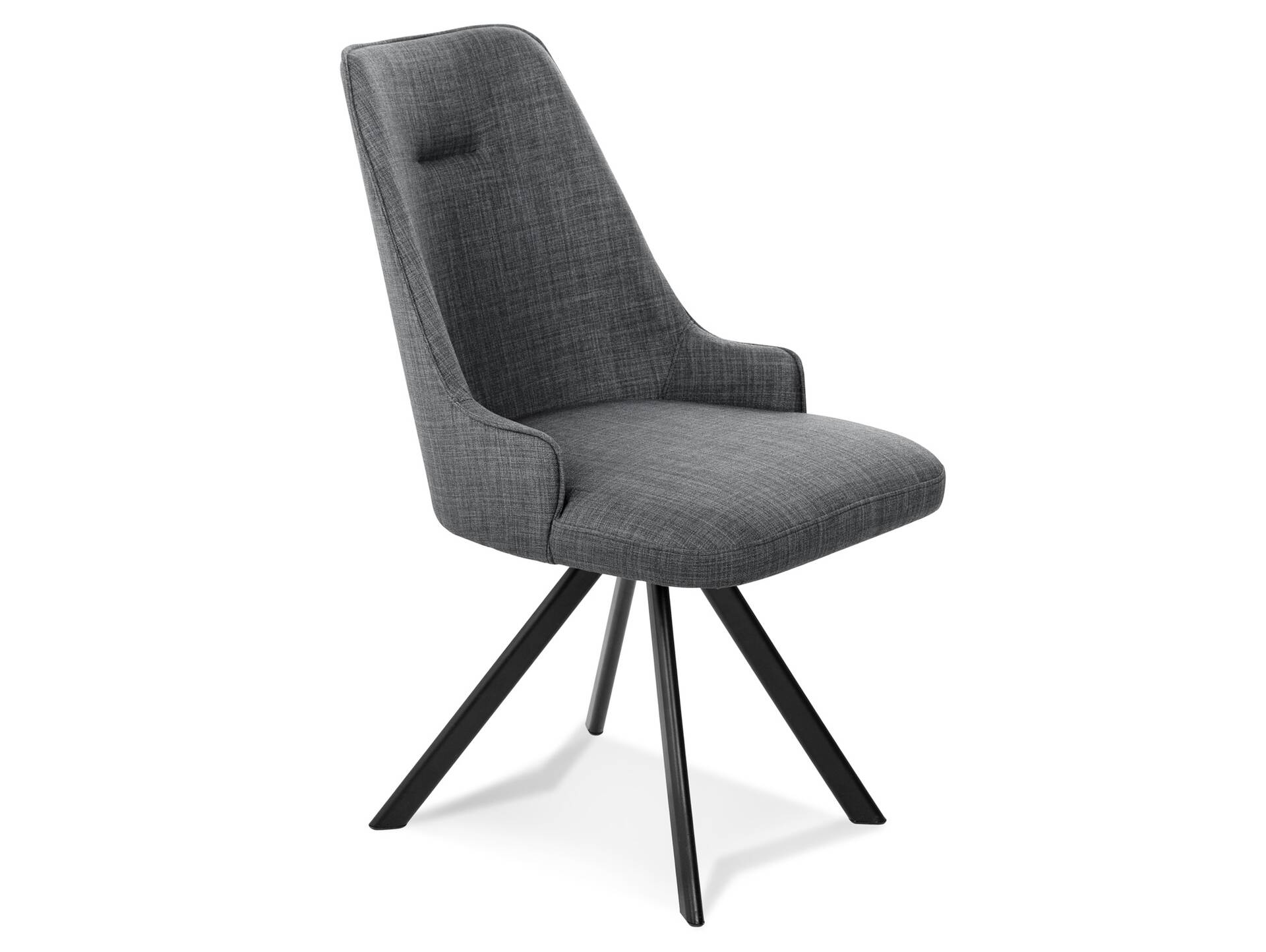 MIRINDA 2er SET Schalenstühle, Gestell Eisen schwarz ohne Drehfunktion | Stoff | grau