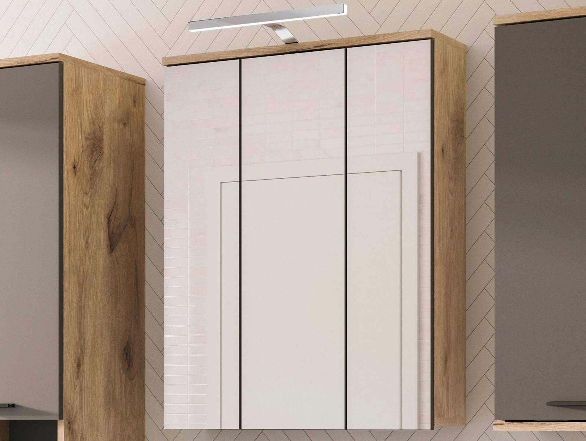 MORANO Spiegelschrank, Material Dekorspanplatte, Nox Oak Nachbildung 