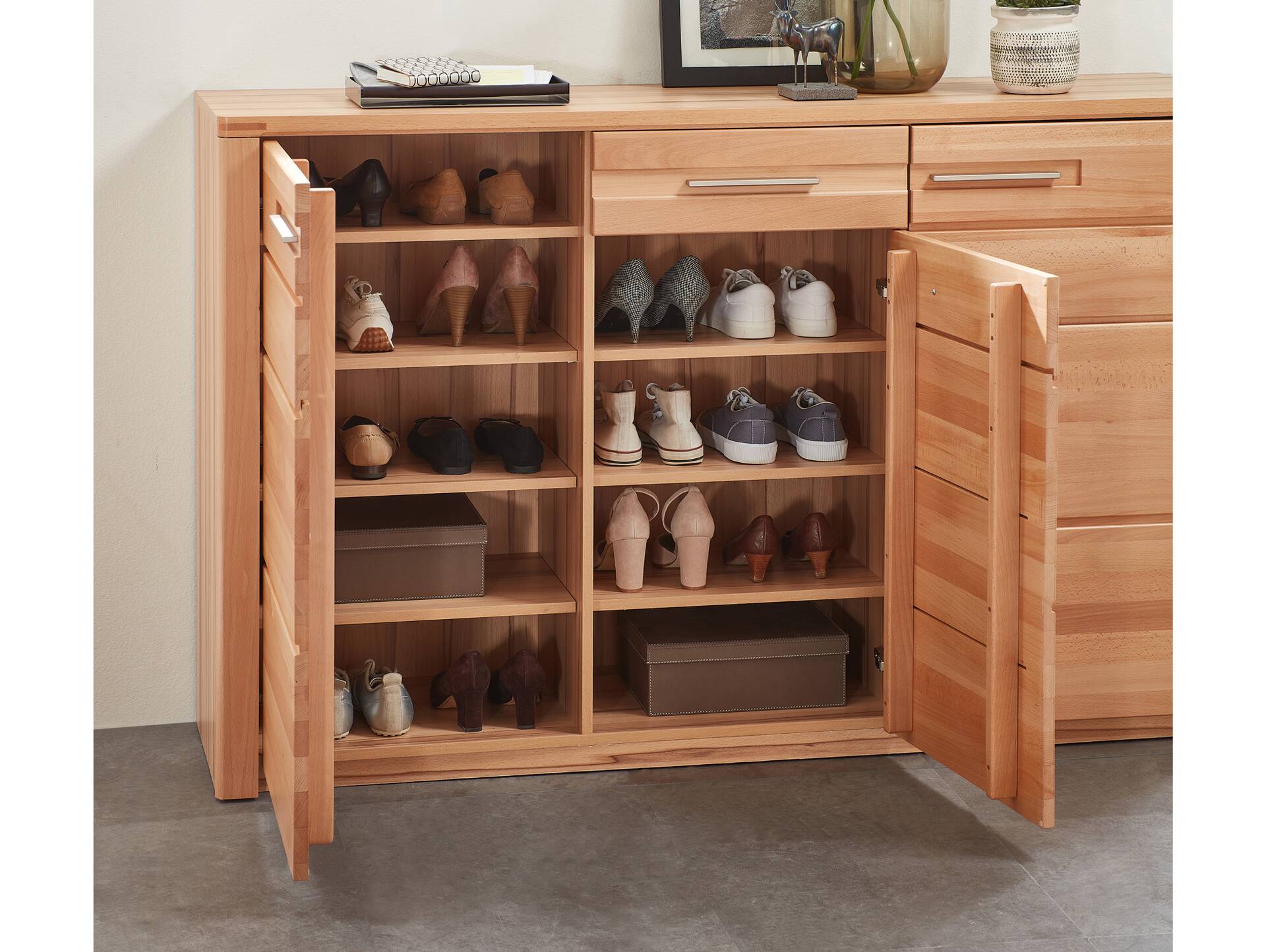 NESTOR ONE Schuhschrank II, Material Teilmassiv, Kernbuche lackiert 