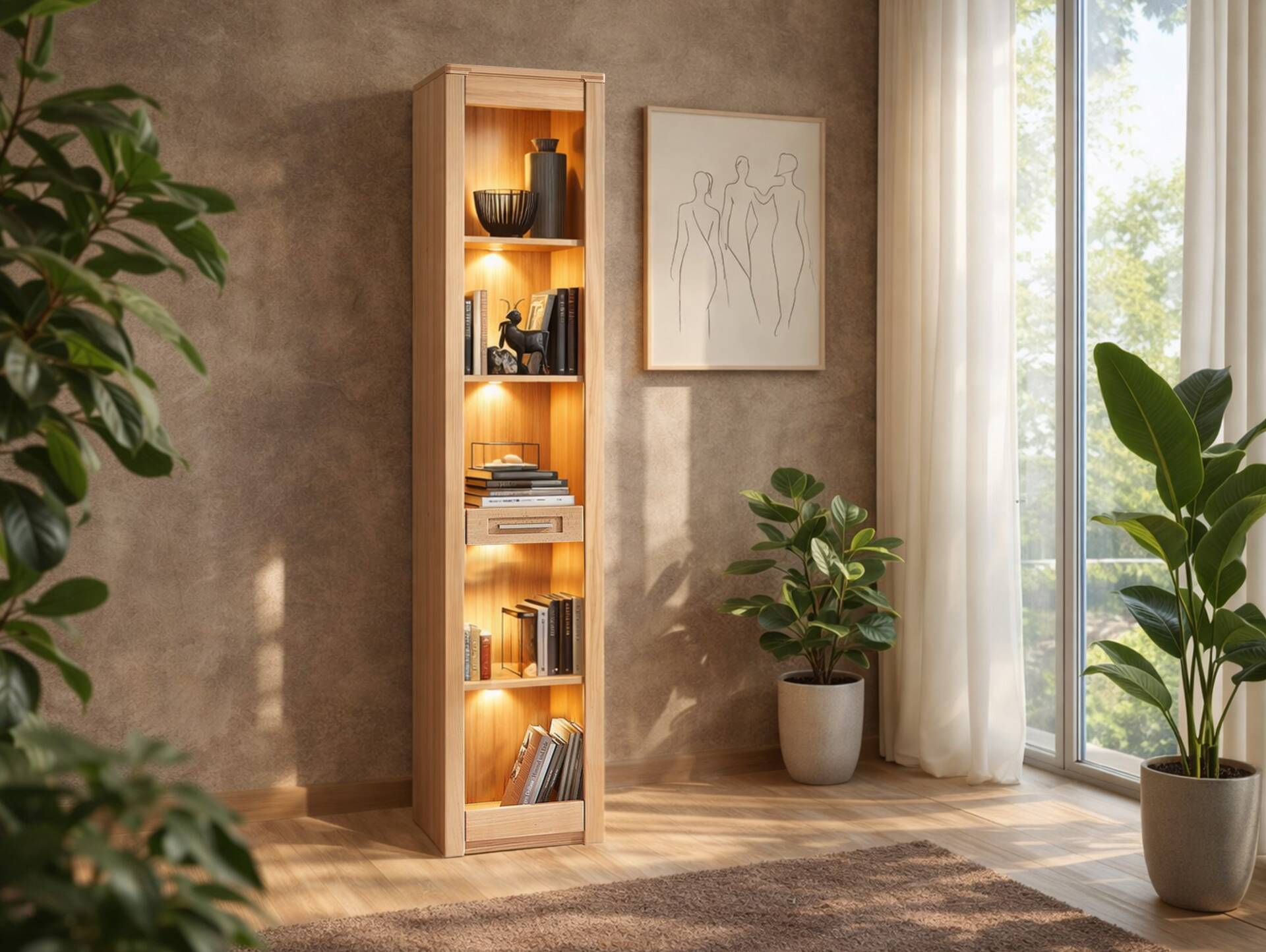 NESTOR ONE Regal, Material Teilmassiv, Kernbuche lackiert 