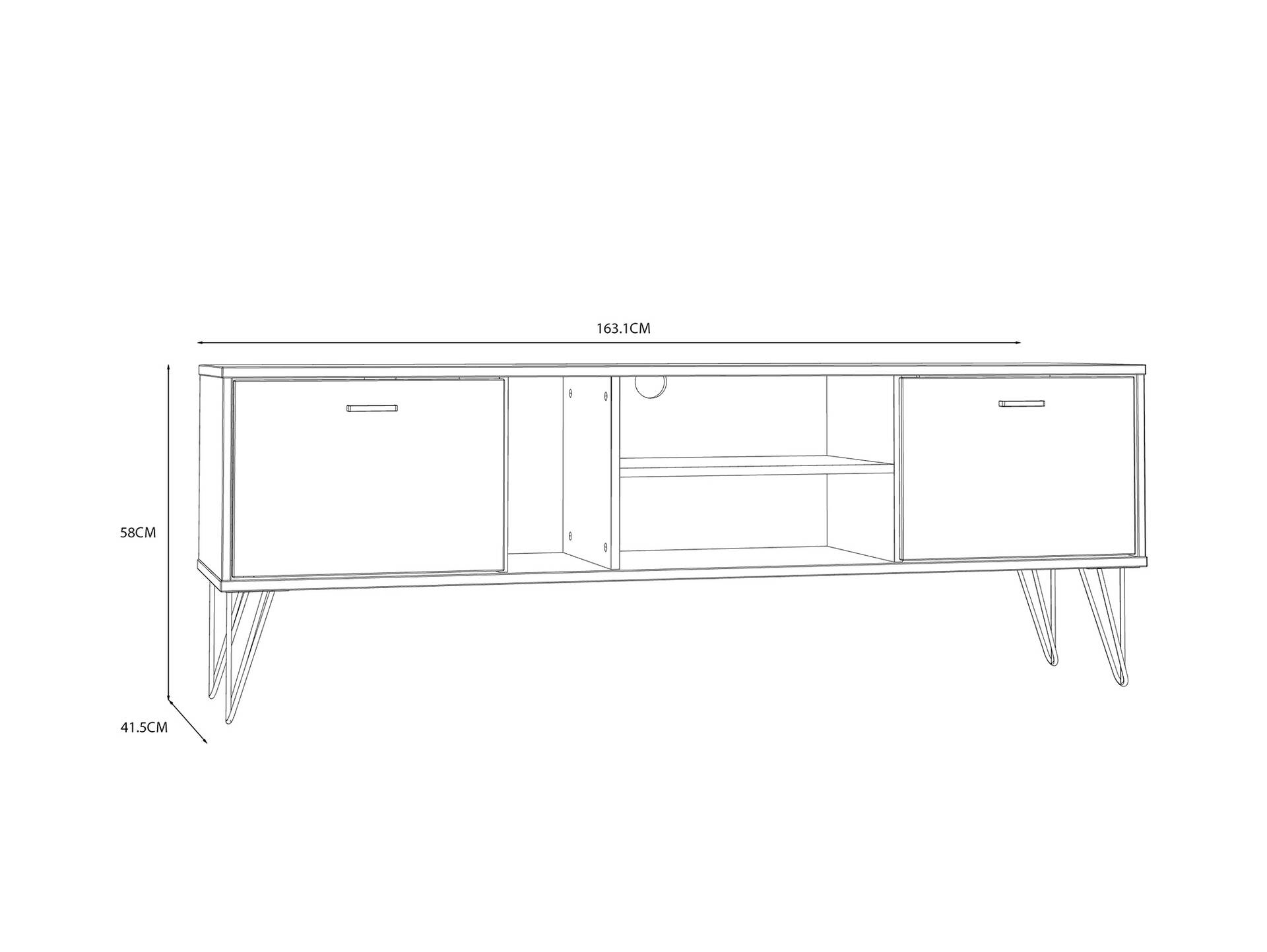 NURI TV-Board II,  Material Dekorspanplatte, Artisan eichefarbig/schwarz 