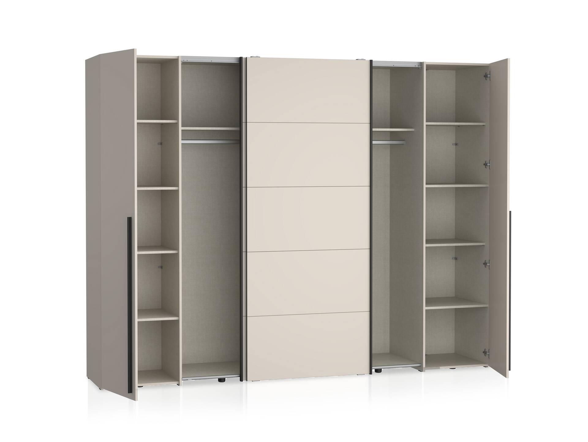 NEILA Drehtüren-/Schiebetürenschrank, Material Dekorspanplatte sand
