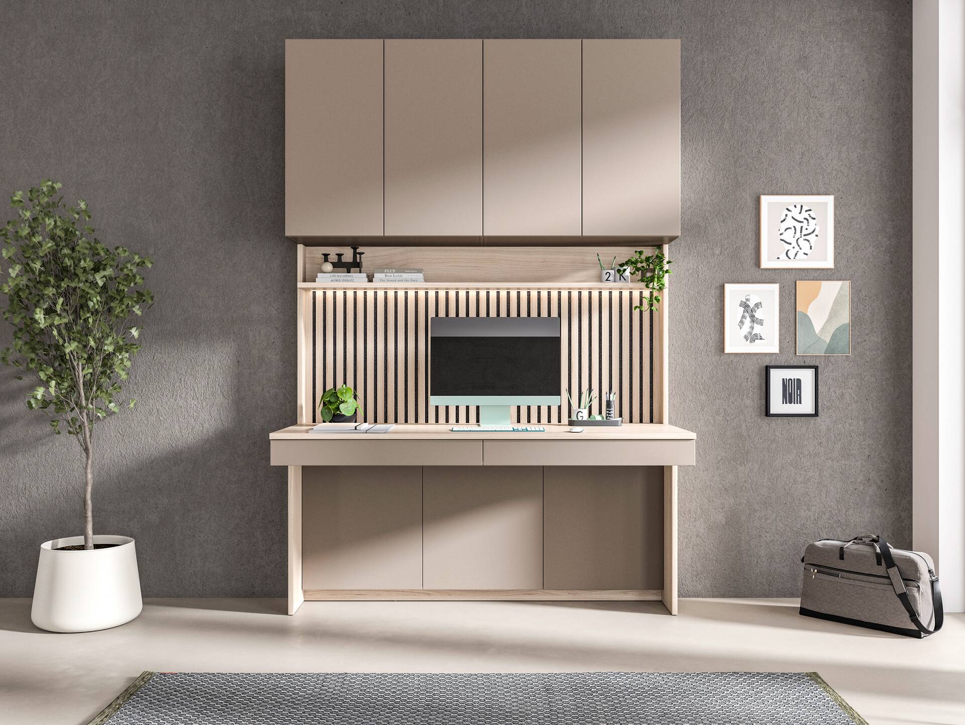 OSLO Schreibtisch II, Material Dekorspanplatte Eichefarbig/basalt matt