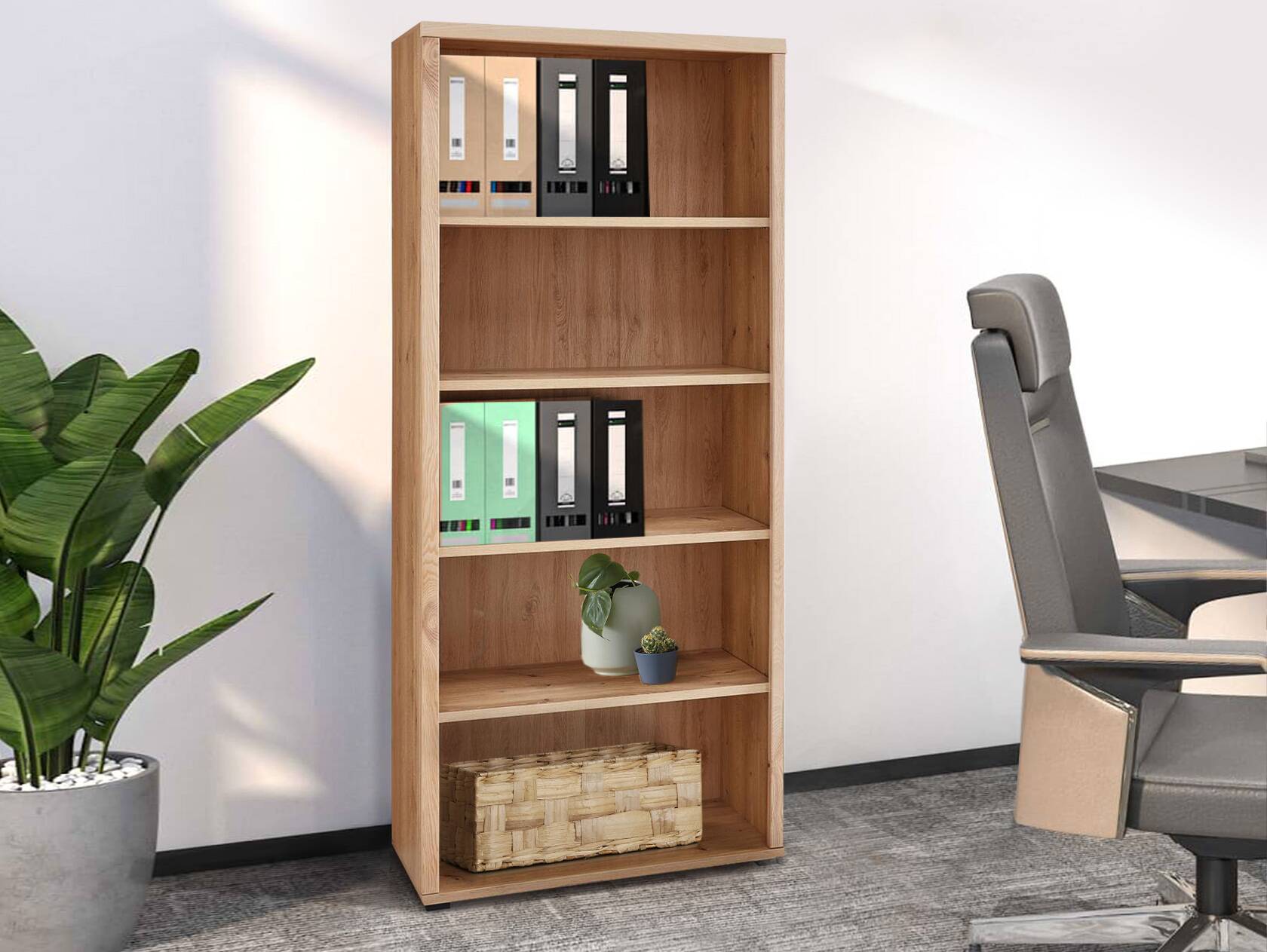 SAN MARINO Büroregal I, Material Spanplatte, Artisan eichefarbig 