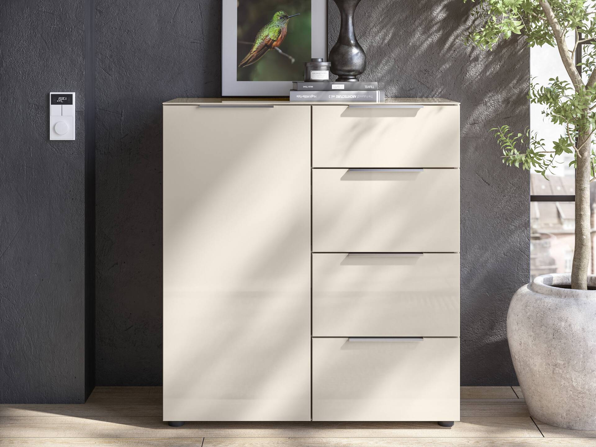 SANTORINI Kommode 2, Material Spanplatte, Kaschmirfarbig 