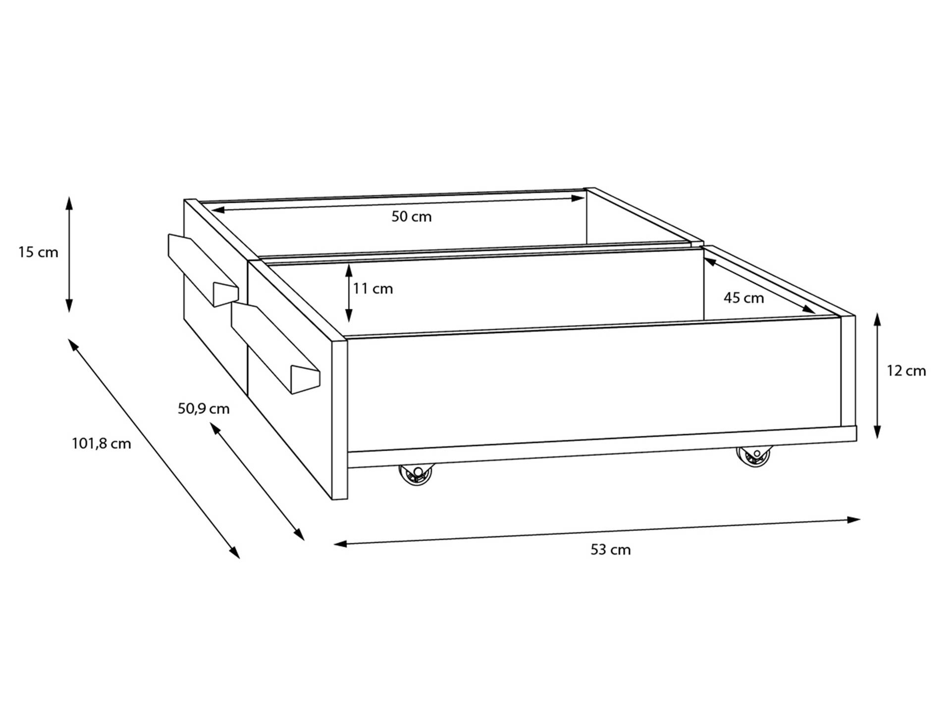 SPARKI 2er Set Bettschubläden, Material Dekorspanplatte, Grau/Catania Eichefarbig 