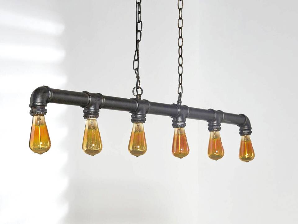 TAFEL Pendelleuchte Industrial tube schwarz 5 Lampen