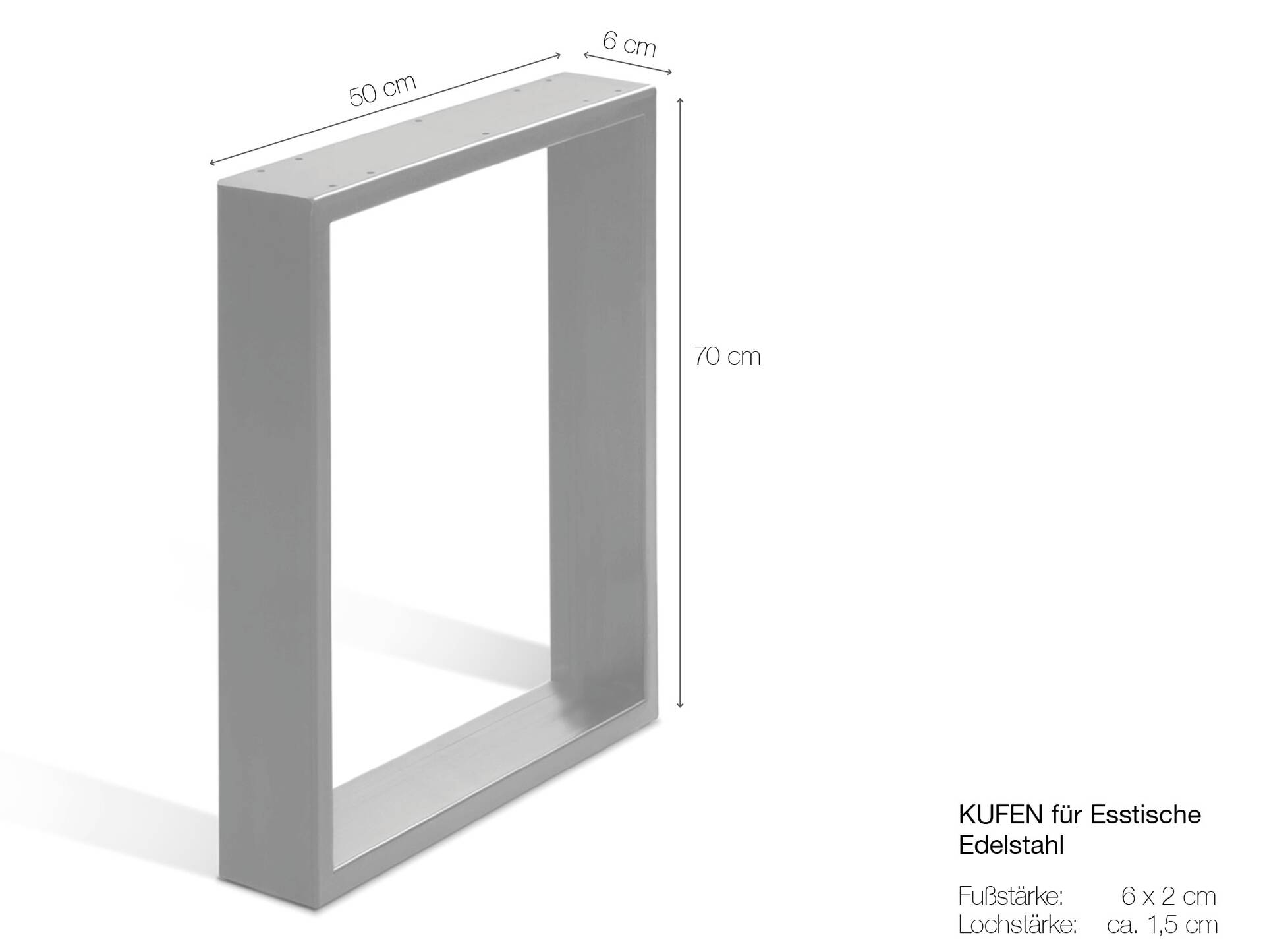 1 Paar Kufen für Esstische, Material Edelstahl 50 cm