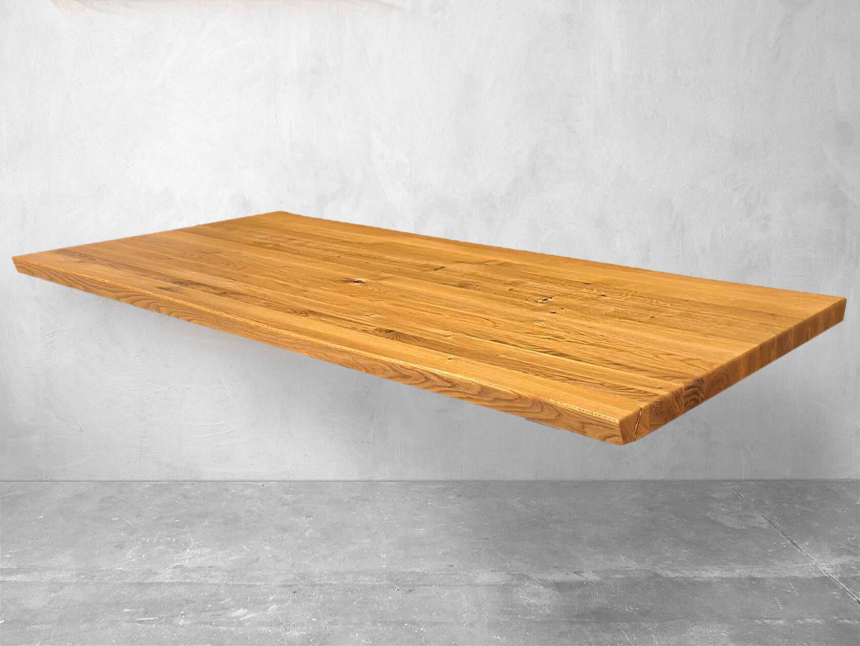 Tischplatte mit Baumkante, Wildeiche geölt, Material Massivholz 180 x 90 cm