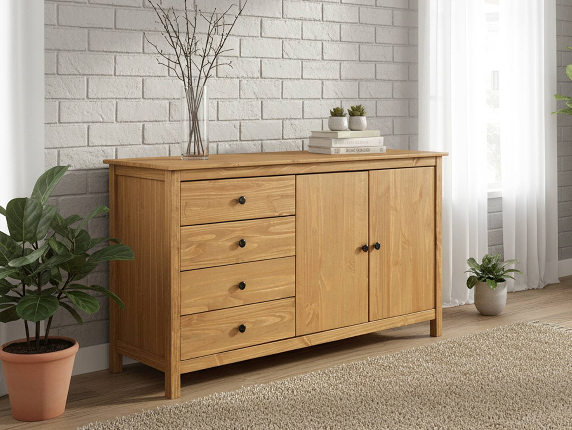 TOBINO Sideboard, Material Massivholz, Kiefer gewachst 