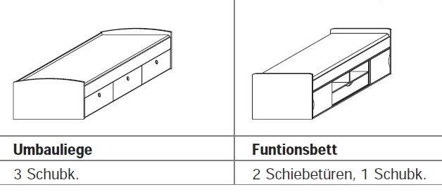 POLDI Funktionsbett / Jugendbett in 4 Farbvarianten 