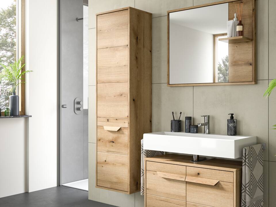 ZANTO Hochschrank schmal, Material Dekorspanplatte, Evoka Oak Nachbildung 