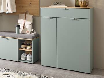 BAJA Schuhschrank klein, Material MDF, schilf/Artisan Eiche Nachbildung