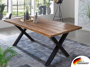 CAITANO Massivholztisch mit X-Beinen, Material Massivholz, Mango 