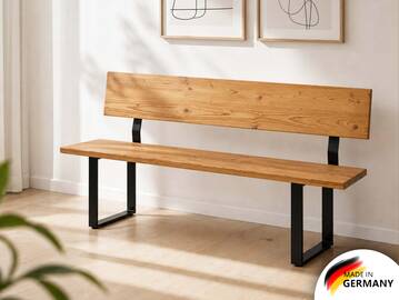 CURBY Sitzbank, rustikale Altholzoptik, Material Massivholz, Fichte gebürstet 220 cm | natur | mit Rückenlehne | ohne Sitzkissen