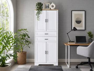JADY Büroschrank, 4 Türen + 2 Schubkästen, Material MDF/Dekorspanplatte piniefarbig hell/eichefarbig