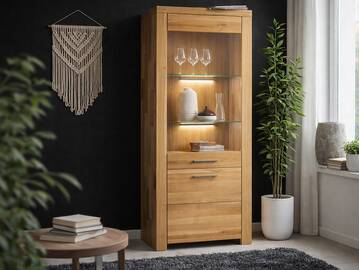 KAMILLA Vitrine I, Material Massivholz, Wildeiche geölt 