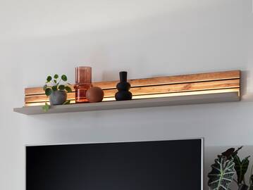 LUZERN Wandboard, Material Dekorspanplatte, basaltfarbig/eichefarbig 