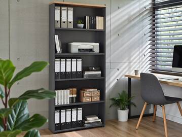 MAILAND Büroregal I, Material Dekorspanplatte Artisan Eichefarbig / Graphit