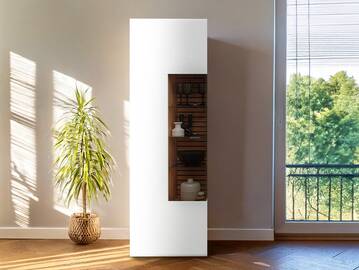 FABINA Vitrine, Material Dekorspanplatte, Artisan Eiche Nachbildung/weiss 