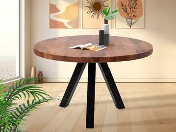 ZANTA Esstisch, Platte: 5 cm, Material Massivholz, Akazienholz 