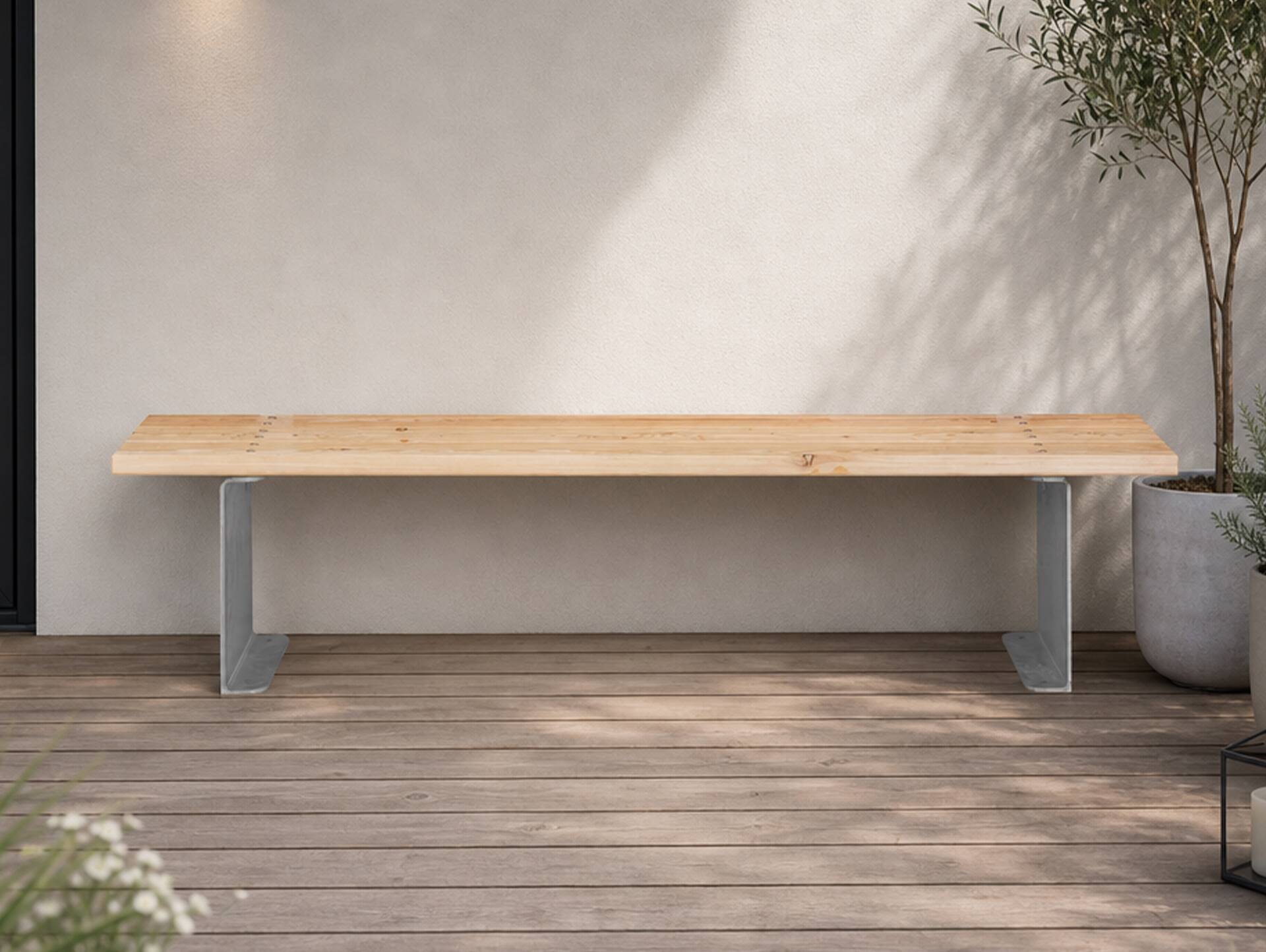 GAVINO Gartenbank, Material Massivholz/Edelstahl 150 cm